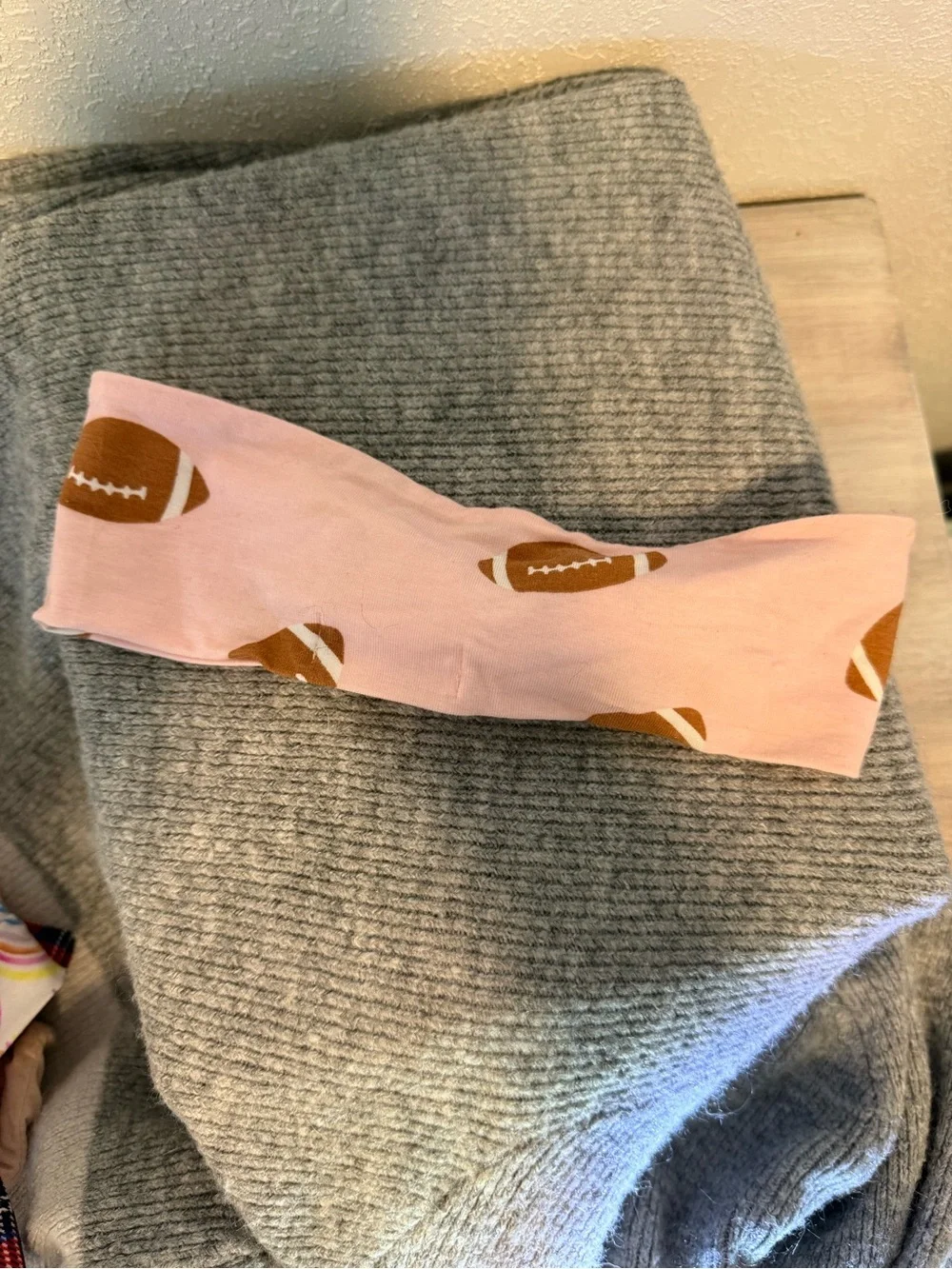 Angel Dear Pink Knotted Headband with Football Print